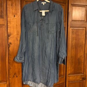 Maurices Lace-Up Denim high low dress